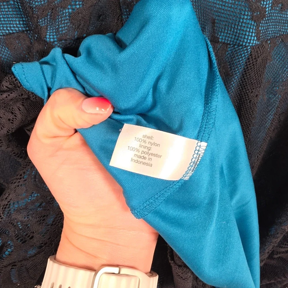 Lane Bryant Lace Dress Womens 24 Teal Black‎ Goth Romantic Whimsigoth Cocktail